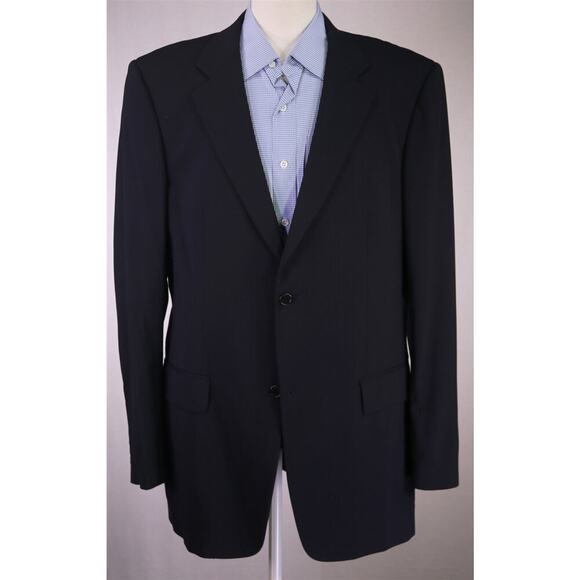 John Varvatos Solid Black Wool Stretch 2-Btn Blazer Jacket 42L - Picture 2 of 9